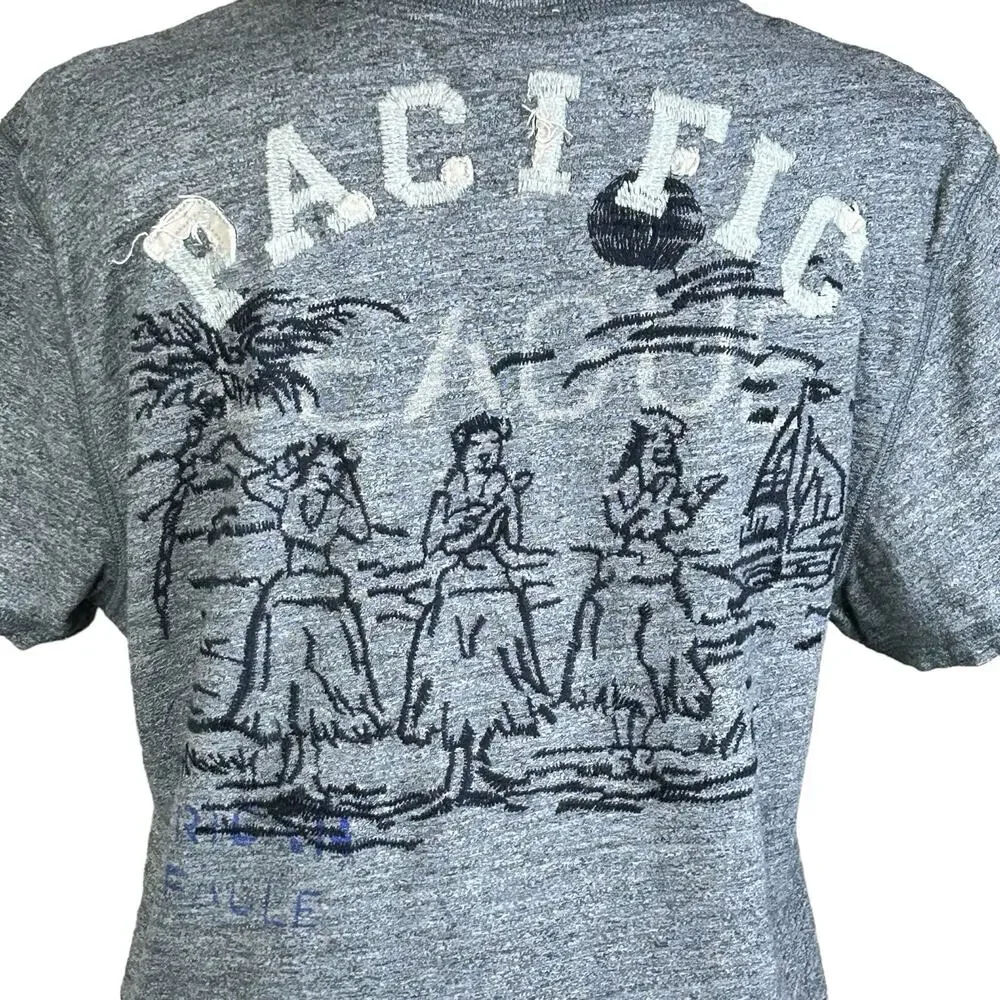American Eagle Shirt Size Medium Gray Embroidered Athletic Pacific Graphic Tee